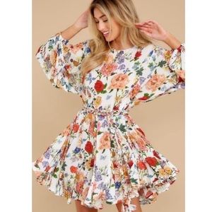Floral waist tie dress
